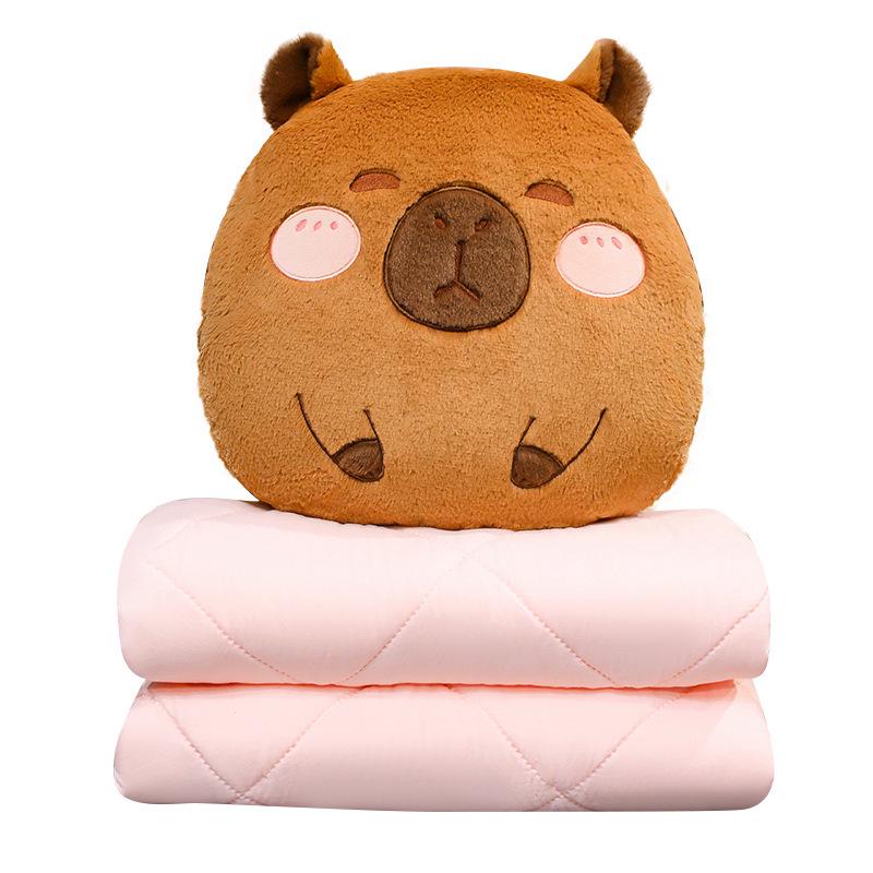 Dual-Use Capybara Hugging Pillow & Blanket - Office Nap, Car AC, or Lunch Break Backrest