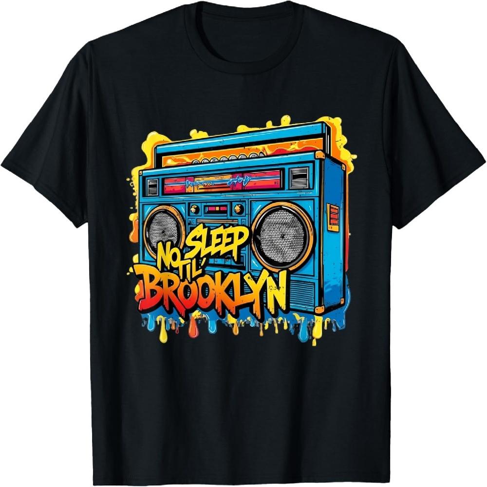 Cool Retro No Sleep Til Brooklyn, Old School Portable Stereo T-Shirt XXXXXL чёрный