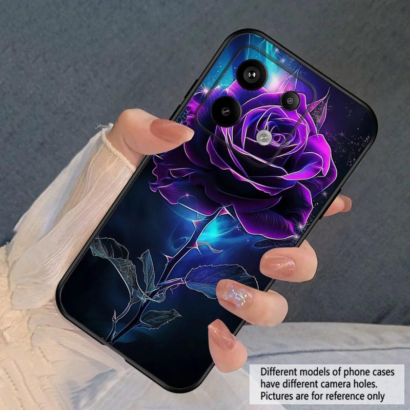 Dark Purple Rose For Redmi Note 10 11 Note12S 12 13 14 Pro Plus 5G 14S 4G 13ProPlus 9S 9 P ro 13C 14C silicone soft phone case