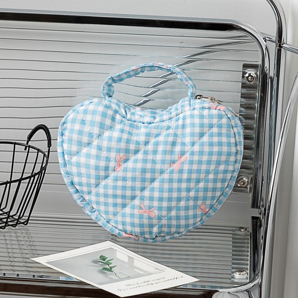 Fashion Plaid Bow Women Makeup Bag Cute Tote Portable Female Cosmetic Storage Handbag Travel Organizer Zipper Toiletry Bag