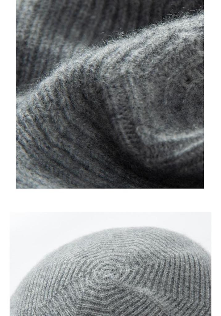 Women's 100% Pure Cashmere Beret for Autumn/Winter - Warm, Versatile, French Style, Large Fit, Slimming, Thick Knit, Solid Color.