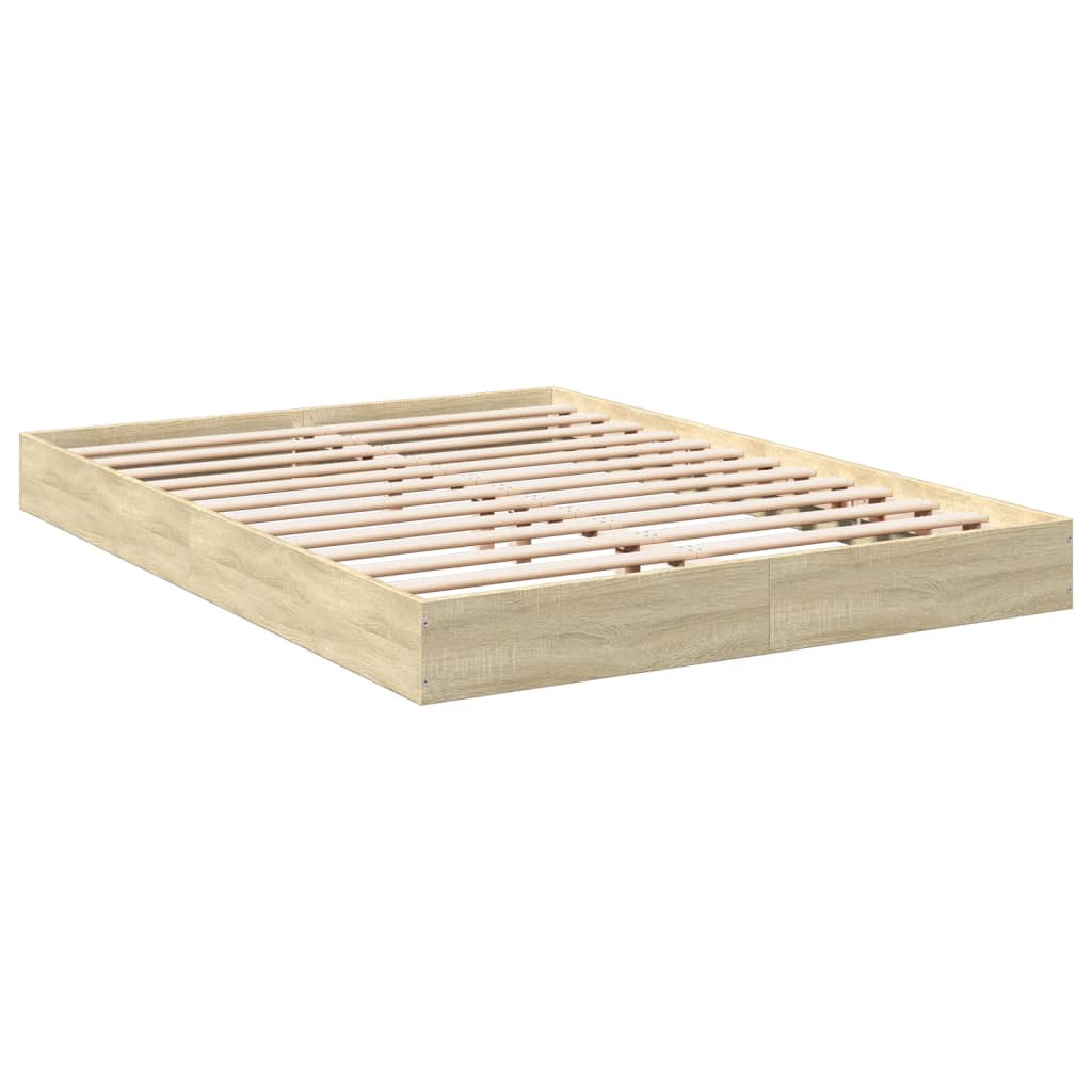 Bed Frame without Mattress Sonoma Oak 140x200 cm Wood Based Material