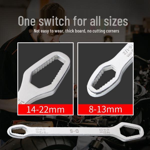 Double-Ended Adjustable Socket Wrench, 8-22mm, Special Shape, Self-Tightening