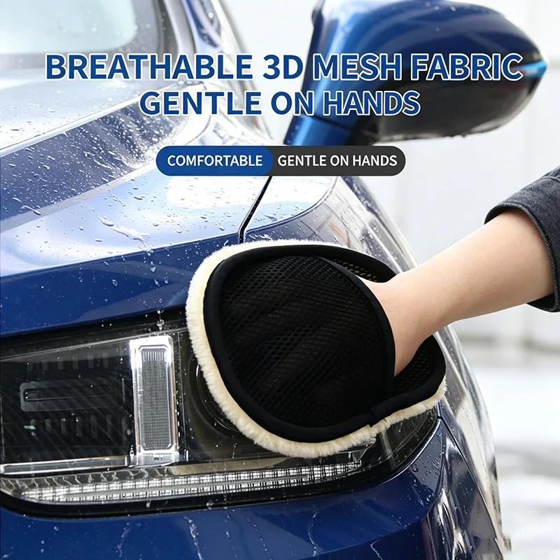 Soft Microfiber Wool Car Wash Gloves for Auto Motorcycle Cleaning Paint Care Washing Mitts Durable Interior Car Cleaning Tools