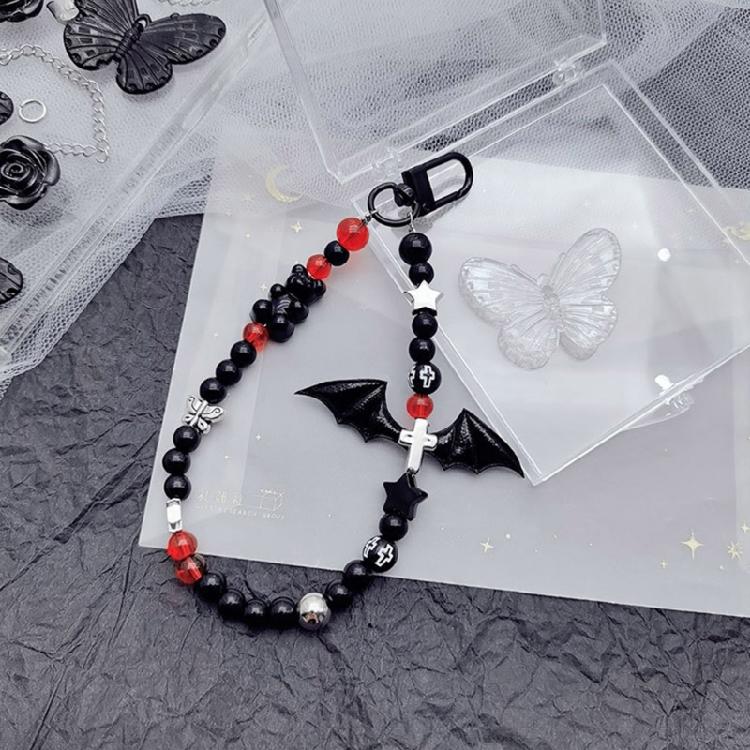 Fledermaus-Anhänger Handy-Schlaufen Schlüsselanhänger Kristall-Stern-Anhänger Kette Handy-Lanyard