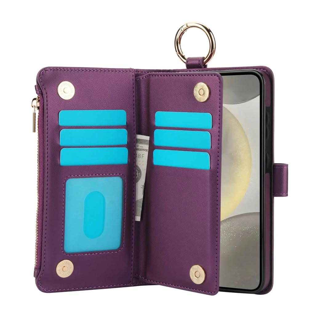 Für Samsung Galaxy A55/A15/A54/A14/A73/A53/A13/A72/A52 Brieftaschenhülle mit Reißverschluss Kartenhalter RFID-Blockierung, Flip-Folio-Abdeckung