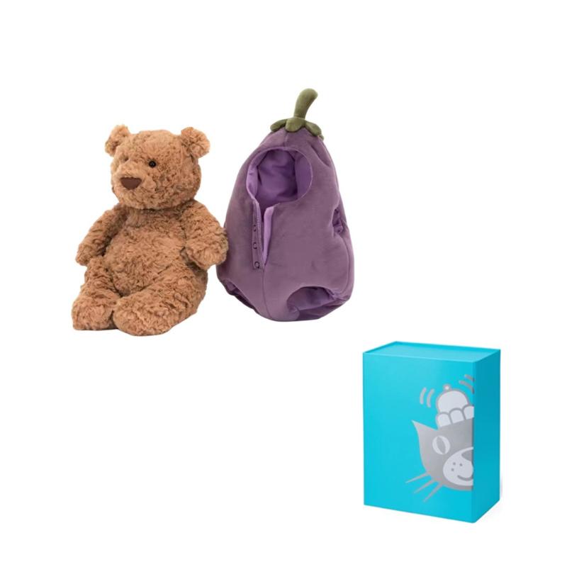 JELLYCAT Barcelo Bear Series Eggplant Rag Doll Soothing Companion Teddy Bear Doll Plush Doll Sitting 25cm high