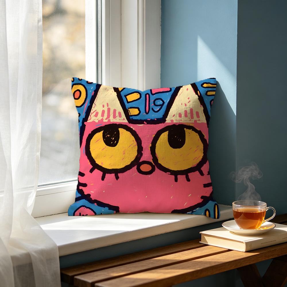 Cartoon MMulticolor Cat Cushion Cover Cushion Cover Set Pcs X X X Pillowcase Decorative Sofa Home Decor