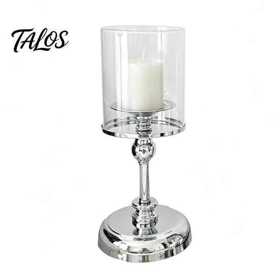 Talos Glas Kerzenhalter, Europäischer Stil Säulen Metall Hoher Kerzenständer für Kerzen und Teelichter, Romantische Tischmitte Hochzeit Party Heimdekoration