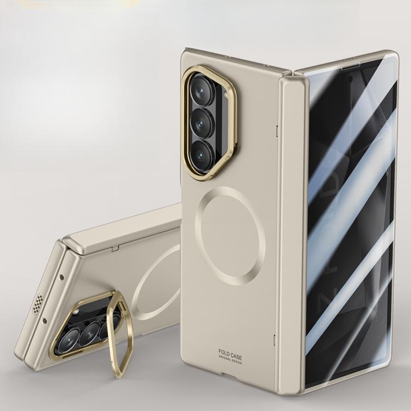 Suitable for Samsung Zflod6 Mobile Phone Case Film Integrated Skin Feeling Zfold6 Folding Magnetic Bracket Anti-fall Central Shaft Case