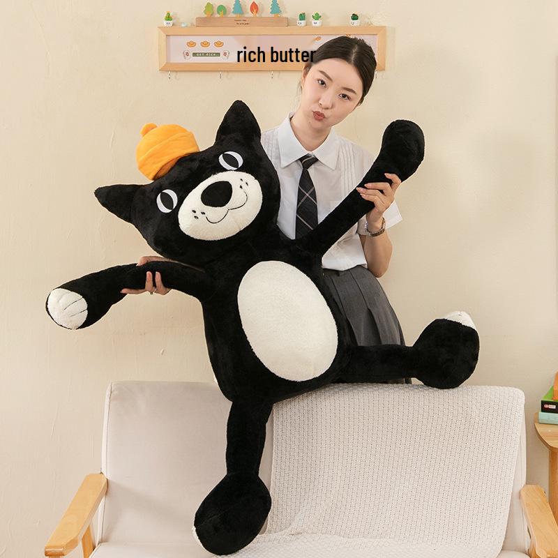 Black Cat Plush Toy - Cute Kitten Doll, Perfect Gift for Kids or Girlfriend's Birthday, Adorable Sleeping Companion.