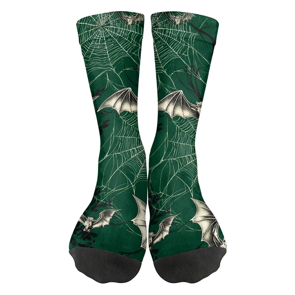 Unisex Mid-Calf Socks Breathable Comfortable Fit Halloween Patterned Socks with Elastic Cuff Suitable for Daily Wear and Seasonal Use