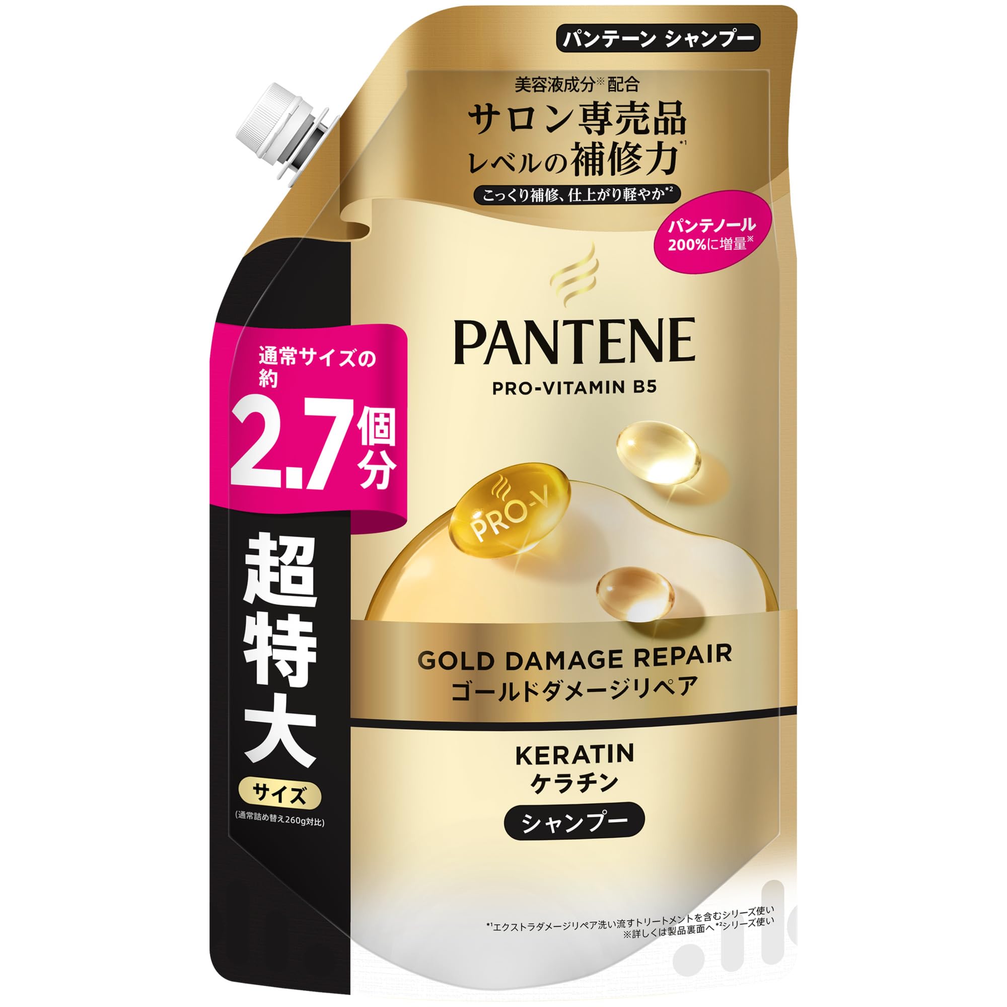 

Pantene Shampoo 700g Extra Gold Damage Repair [New Model] [2.7 servings] Refill, Large,