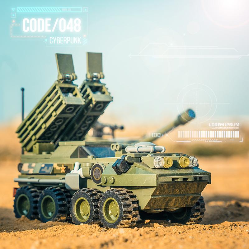 WW2 Building Block Set Tank Military Hummer BTR-82A Wheeled Armored Vehicles Missile Vehicles Scale Model Assembly Toys Playsets For Kids Children