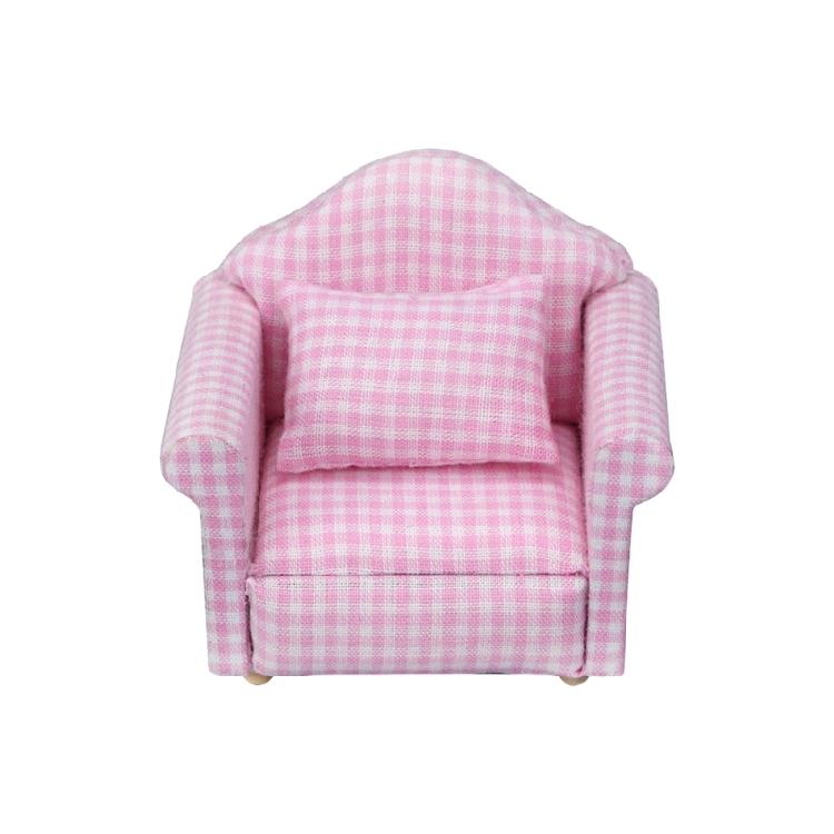

Miniature Sofa Furniture Wood Base Soft Fabric Seat Cover 1/12 Doll House Living Room Accessory For Scene Display Decors