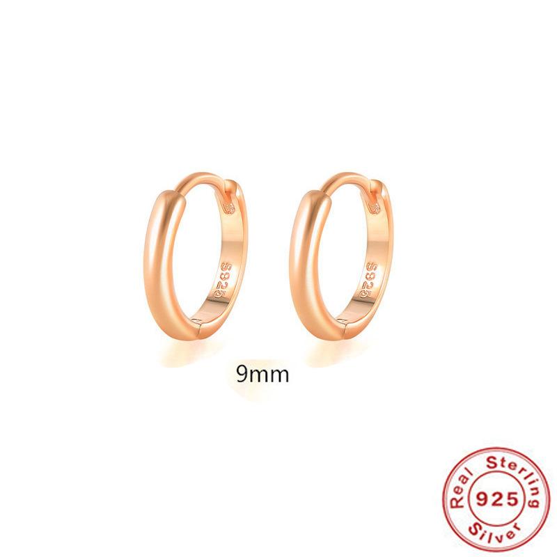 Cercei Clasici Minimaliști din Argint Sterling 925 Lucios Cercei Cercei Catarame de Urechi Cercei Inel Simplu Versatil Aur 18K