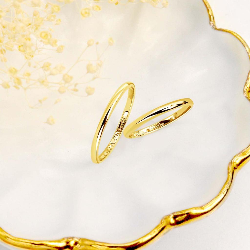 [Lara Christie] Gold Ring, K18 Yellow Gold, Rounded Design, Wedding Ring, Size 17, lr106-0001-yg-17