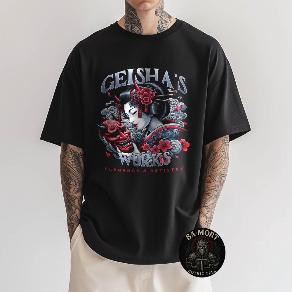 Geisha Hannya Mask Japanese Tattoo Art Graphic TShirt Unisex T-Shirt S