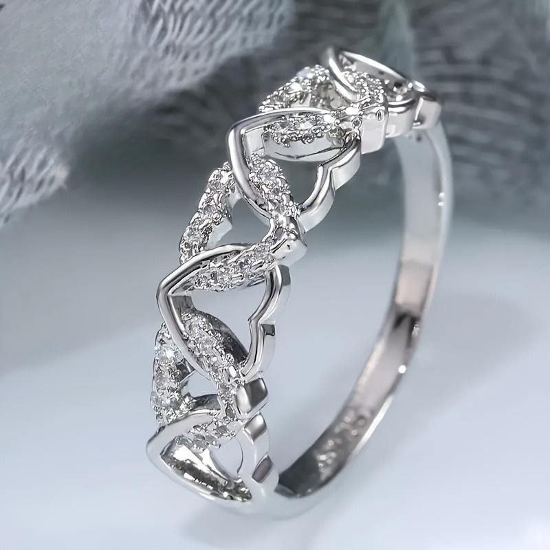 Herzförmiger Setring, Modisch und Kreativ, Liebe zum Umschlingen von Damenringen, Geeignet für tägliche Partys und Bankette