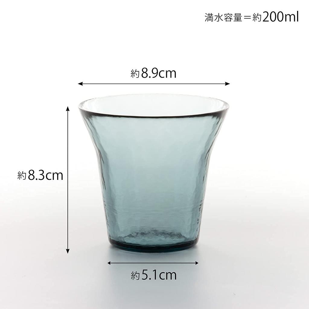 Wired Beans Wired Beans Glass Tumbler for a Lifetime Pair Set Gift Box Tumbler Glass 200ml (Tsugaru Vidro) (Blue/Gray)