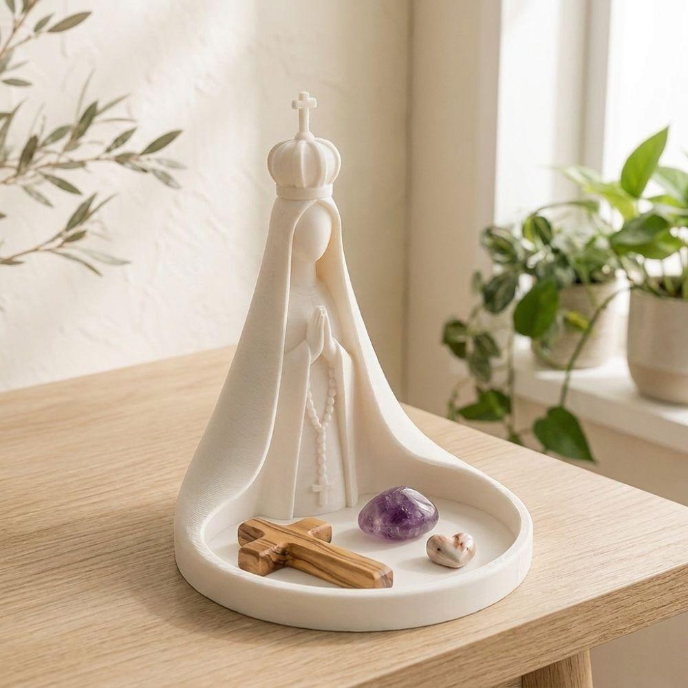 Catholic Virgin Mary Rosary Holder 3D Printing Cross Stitch Bead Dish Study Desk