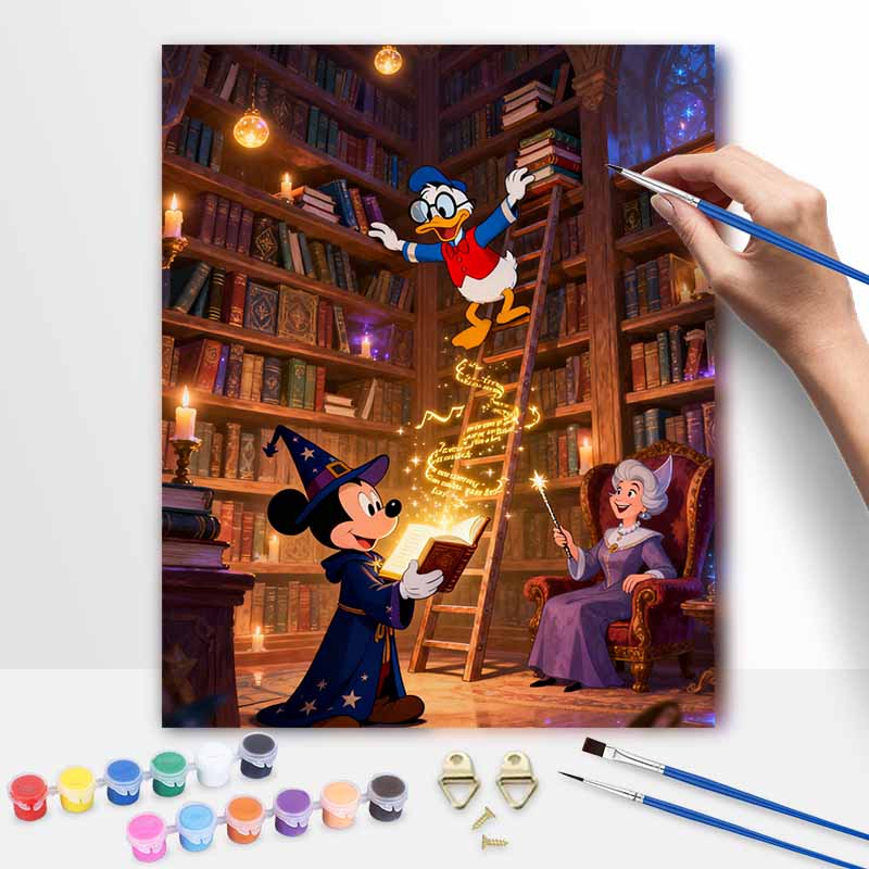 Disney Wizard Library Magic Oil Paint Digital Painting Art Kit FillIn Painting Home Decor 20x30cm