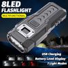 Ultra Bright 8LED Flashlight,portable Handheld Work Light,battery Display,metal Back Clip and Bottom Magnet, Suitable for Exploration,night Fishing