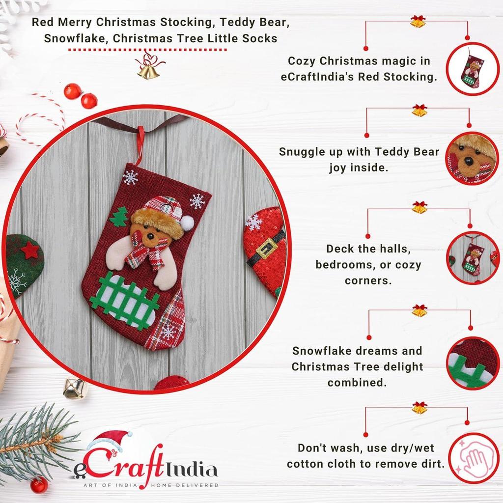 Merry Christmas Stocking Christmas Tree Teddy Bear Snowflake Design Christmas Socks Decoration| Christmas Gift for Children