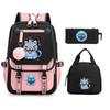 Animation Cartoon Printing Large Capacity Student School Bag Children'S Meal Bag Casual Pencil Bag Three-Piece Set
