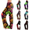 Damen lockere lässige Halloween-Print-Hosen mit elastischem Bund, weites Bein, bequem, entspannter Stil für den täglichen Gebrauch