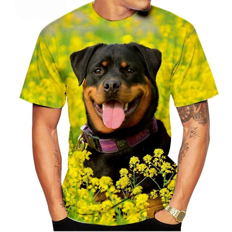Cute Pet Dog Summer Men's T-Shirt 3D Rottweiler Fashion Print