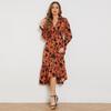 LYRIA New Long Dress For Women V Collar Pullover Lantern Sleeves A-line Floral Print Elegant Ladies's Dress
