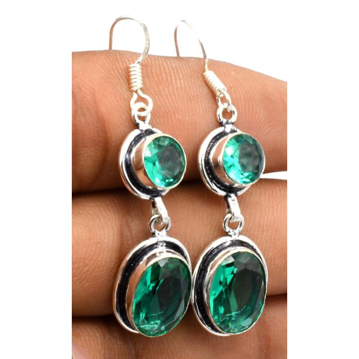 Green Quartz Gemstone Ethnic Handmade Drop Dengle Earring Jewelry ER 039