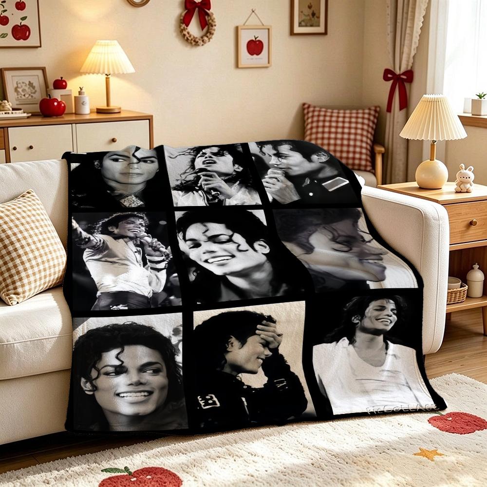 Michael Jackson Pop Printed Flannel Blanket Cozy Comfortable Fleece Blanket For Office Sofa Home Decor Memorial Gift