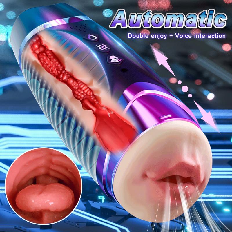 JIUAI Nuovo Masturbatore Automatico per Gli Uomini Bocca Morbida Pompino Succhiare Tazza Riscaldamento Vaginale Masturbatore Maschile Strumenti Per Adulti 18+ Giocattoli Del Sesso