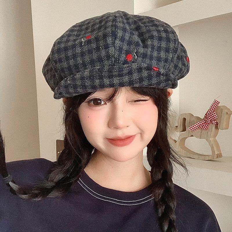 

Korean Early Autumn Sweet and Cute Flower Baseball Cap Casual Versatile Cloud Octagonal Hat Fashionable Face Painter Hat average size