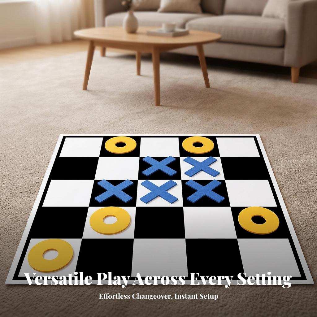Portable Giant Noughts and CrossesToe | Jumbo, Tic Tac Toe Mat, Reusable, for