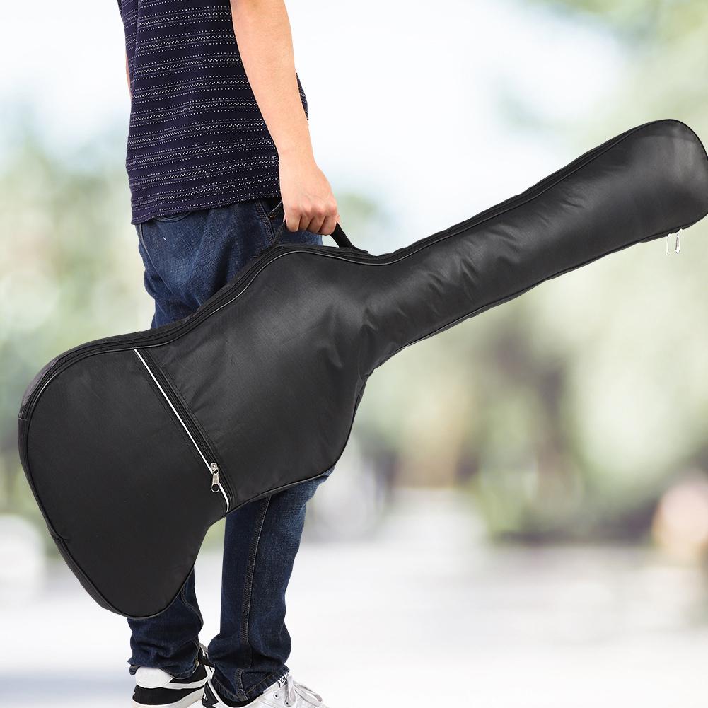 Polstrovaná taška na elektrickou baskytaru z oxfordské tkaniny, dvojité popruhy, voděodolná, černá