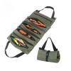 Roll Up Tool Bag Canvas Tool Organizer With 5 Zipper Pockets Hanging Tool Zipper Carrier Tote For Electrician Car Moto Repair
