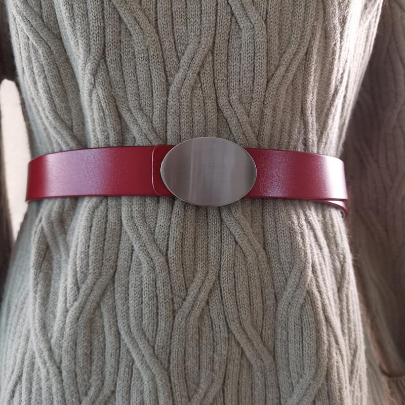 Fashion Leather Womens Belt Square Buckle Two Layer Cowhide Summer Casual Looks