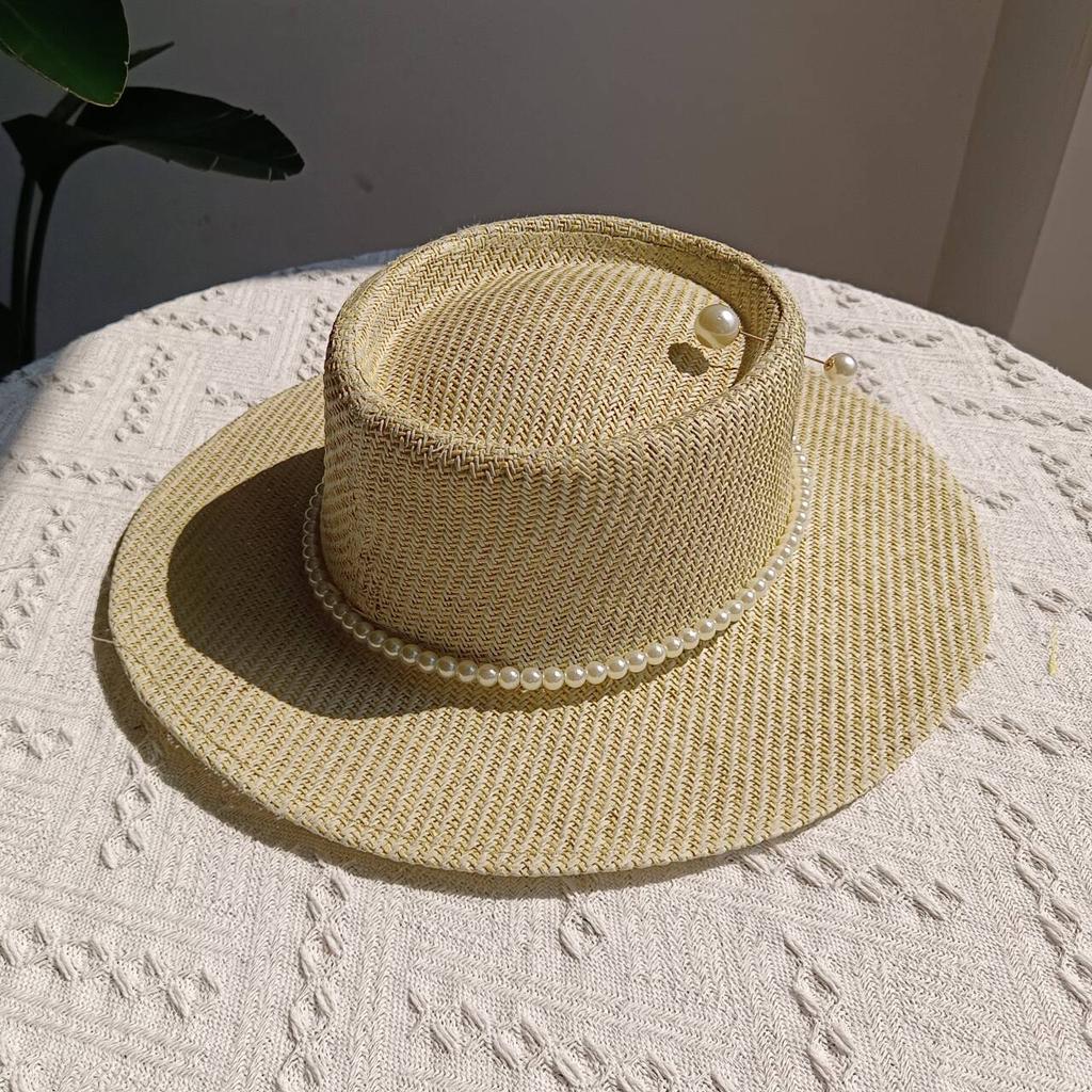 Summer straw hat hand-woven with straw bow ribbon outdoor travel sun protection beach hat sun hat hats for woman