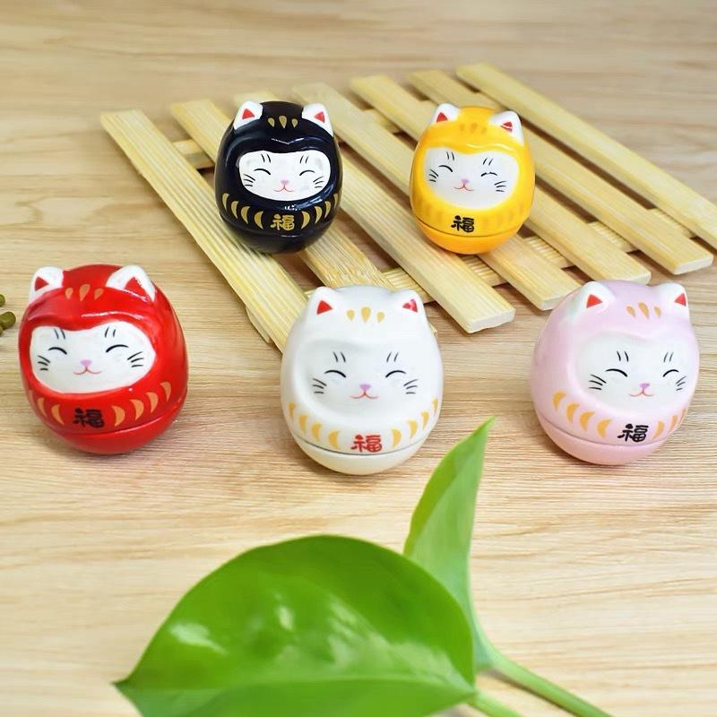 Ceramic Daruma Statue Daruma Tumbler Crafts Japanese Style Lucky Cat Fortune Ornament Landscape Home Decor Accessories Gifts