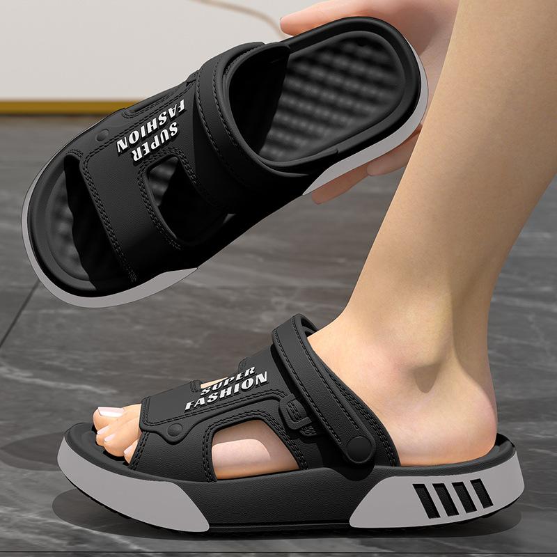 

Thick-bottomed cool slippers men s new summer outer wear driver driving non-slip and deodorant two men wearing eva slippers 44-45