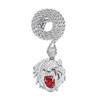 Men's Full Diamond Drip Roaring Head Pendant Cuban Chain