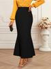 Women Autumn Winter High Waist Long Skirt Fashion Water Wave Texture Black Maxi Skirts Slim Elegant Office Church Party Outfit
