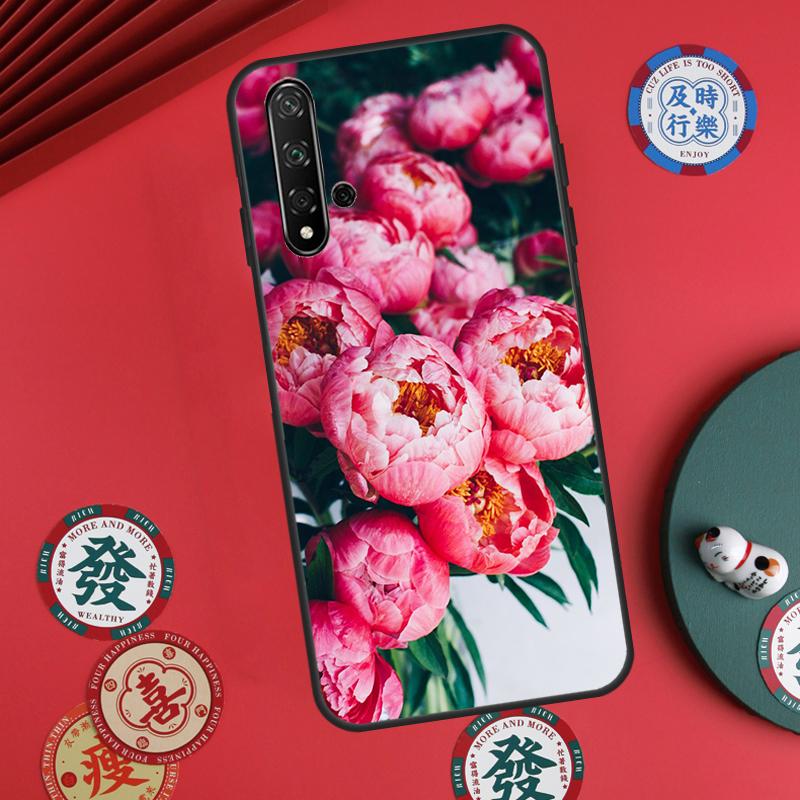 Elegant Pink Purple Peony Flower For Huawei Nova Y60 Y70 Y90 Y72 Y73 Y61 Y91 7i 8i 11i 12i 12s 9 10 SE P20 P30 P40 Lite Case