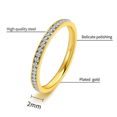 Simple Beautiful Inlaid Diamond Rings Stainless Steel Shiny Finger Ring For Women Men Light Luxury Couple Rings