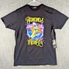 Size L - Bananas Monkey Hood Classic Airbrush Graphic 100% Cotton T-shirt Mens Tees Top Black NWT