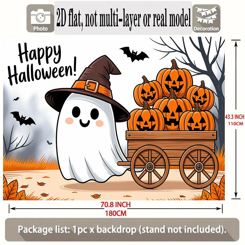 Party Backdrop Halloween Cartoon Flat Cute Pumpkin Hanging Winter Wedding Photo Background Decor Front Door Decor