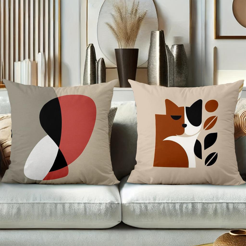Modern Geometric & Cat Pattern Decorative Cushions Polyester pillowcase, sofa decorative cushion cov Headboard Pillow